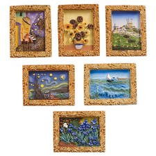 Van Gogh Inspired Fridge Magnet Set, 3D Resin Oil Painting Refrigerator Magnet