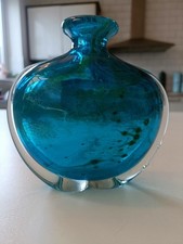 Mdina Glass Vase Blue Summer Sea And Sand 5.25" High Unsigned