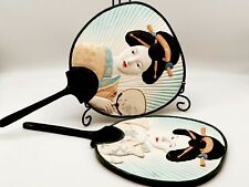 Vintage Wall Hanging Fans Set of Two Resin Japanese Heavy Wall Decore Big