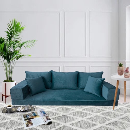 Green velvet sofa - green,