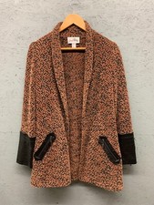 Joseph Ribkoff Cardigan Women’s Size 10 Brown Tweed Faux Leather Trim Open