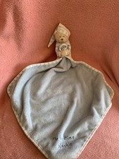 MOTHERCARE BLUE WHITE STRIPE MY BEDTIME BLANKIE TEDDY BEAR COMFORTER No Label