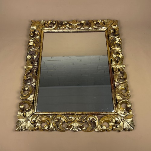 Carved wood wall mirror - wall,