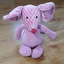 JELLYCAT BONBON MOUSE Pink & Grey Stripe Soft Plush Toy Comforter NO LABEL 