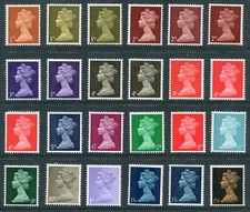 GB 1967-70 Pre-decimal Machin set of 24 stamps to 1/9d SG 723-744 MNH (FF043)