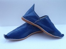  MOROCCAN LEATHER BABOUCHE Slippers * BLUE *  ALADIN STYLE *  