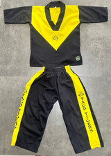 V-Neck Taekwondo Suit Black Martial Arts Uniform Training Kids Tiger TAGB 120