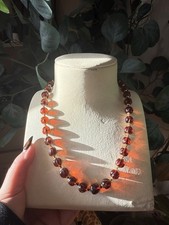 Vintage Brown Glass Beaded Necklace Screw Clasp