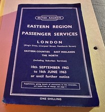 British Railways Timetable Eastern Region Passenger Services London Sept 1962–63