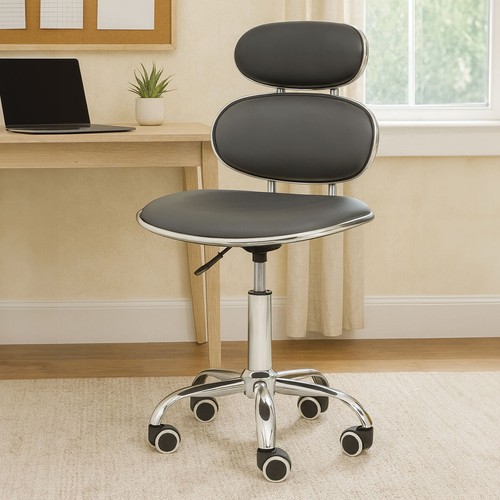 Black home office chair - black, pu