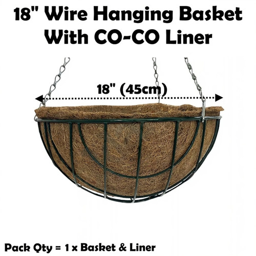 Wire hanging basket coco - 18", +