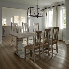 Limewashed Dining Set 2m Table with 6 Chairs Solid Reclaimed Pine
