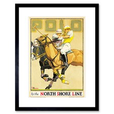 Transport North Shore Line Railway Polo Sport Horse Art Print Frame D 12x16 Inch