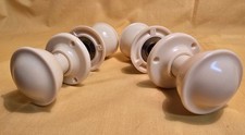 2 PAIRS OF CREAM BAKELITE DOOR KNOBS AND COLLARS C.1930