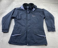 Berghaus GoreTex Jacket Women Size 16 Hooded Waterproof Full Zip Blue