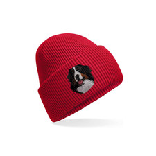 BERNESE MOUNTAIN DOG EMBROIDERED BEANIE 14 COLOURS GIFT BOX RECYCLED POLYESTER