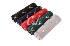 Reindeer Stag Head Foil Print Scarf Christmas Collection Light Wight Shawl Wrap