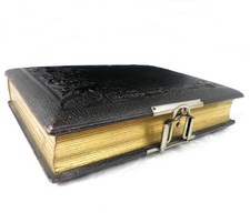 Antique Victorian Leather Bound Rose Photo Album with Metal Clasp 30 x 23 x 6 cm