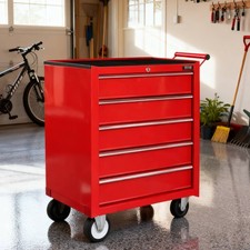 Roller Tool Cabinet Stoarge Box 5 Drawer Garage Workshop Chest With Lock Red