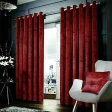 Thick Blackout Crushed Velvet Curtains Ring Top Fully Lined Ready Made Curtains