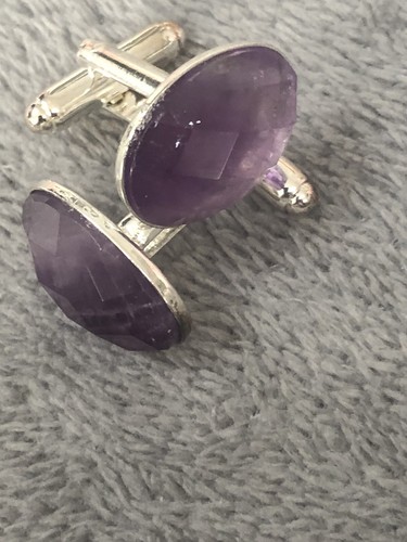 Amethyst faceted cufflinks - amethyst,