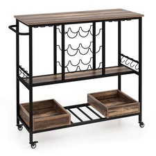 3 Tier Bar Cart with Glass
