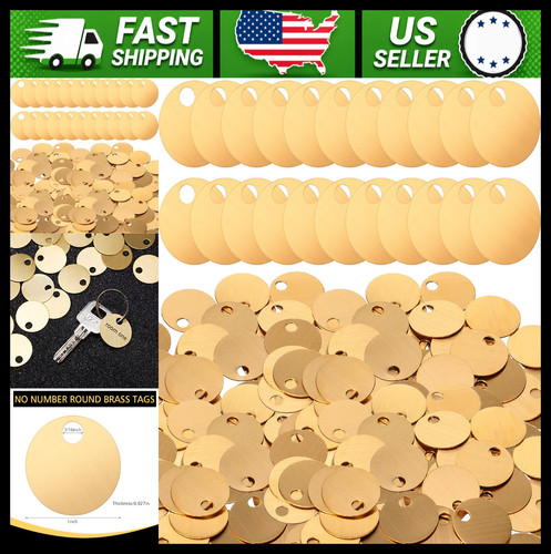 400 pcs round brass tags - 400, 1-1/4