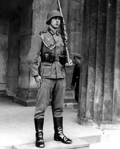 German soldier standing guard - german,