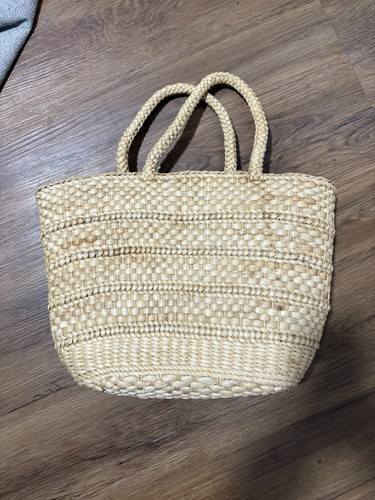 Handmade woven straw tote bag - handmade,
