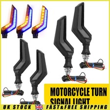 4x Motorcycle LED Turn Signal Running Blinker Lamps Smoked Lens Amber+Blue Light