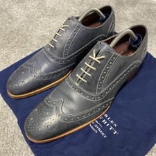 Charles Tyrwhitt Navy Blue   Leather Mens Wingtip Derby Brogue Shoes UK9 43 VGC
