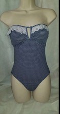 Gorgeous Navy Blue grey OCEAN CLUB swimming bathing costume suit size 8