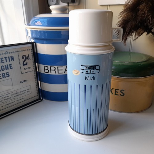 Vintage thermos flask blue - vintage,