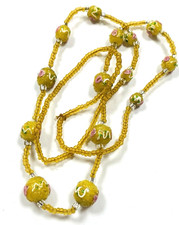 Art Deco vintage glass beads necklace wedding cake seed beads OLD 27"