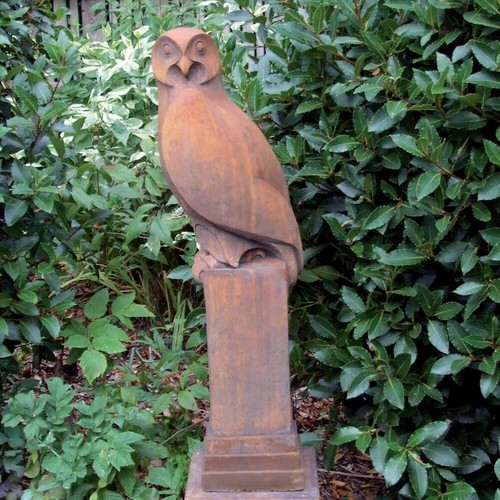 Owl modern stone garden statue - owl,