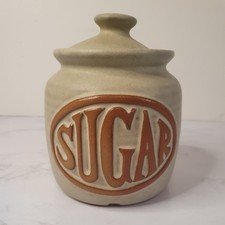 Vintage Presingoll Cornish Stoneware Sugar Canister Salt Glazed Tremar Style