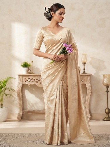 Indian soft gold silk saree
