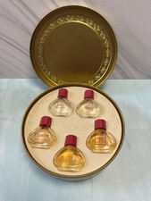 Vintage Perfume gift set Miniature Coty Yardley 5pc in a tin Panache Baroque