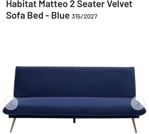 Blue habitat velvet seater - blue, 3-seater