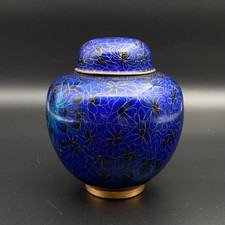 Cloisonné lidded vase in blue