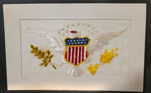 Embroidered silk postcard - embroidered,