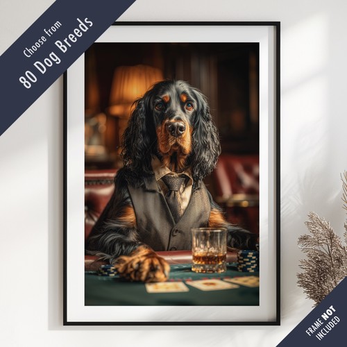 Dog playing poker - playing,