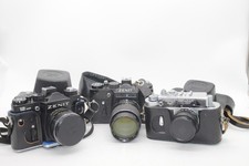 3 x Vintage Soviet SLR Film Cameras Inc. Zenit 12XP, Zorki 4K, Some Cased