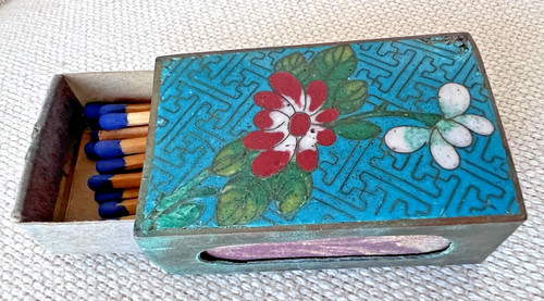 Vintage brass enamel chinese - brass,