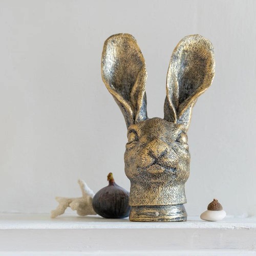 Gold hare head - hare, brass