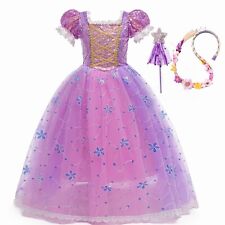 Girls Rapunzel Costume Princess Dress Up & Accessories for Birthday Fancy Party