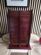 Wooden Double CD Storage Tower Rack with Roller Sliding Doors | Stores 50 CDs