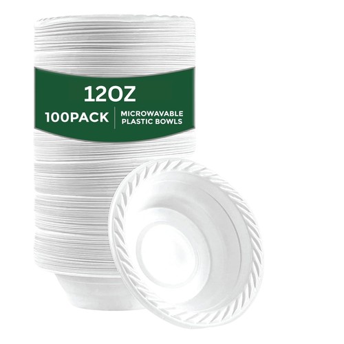 12oz white plastic bowls - bowls, 7"