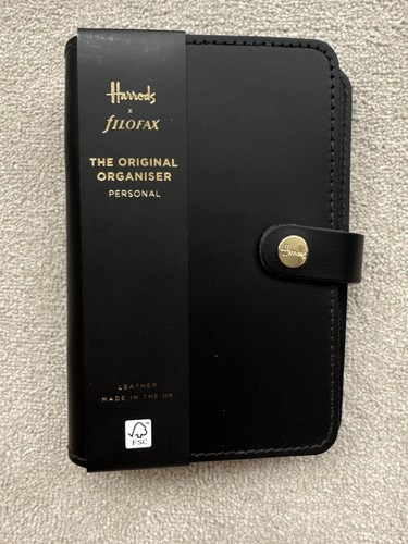 Harrods black leather filofax - black,