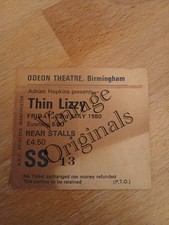 Vintage Thin Lizzy Concert Ticket Stub Birmingham Odeon 1980